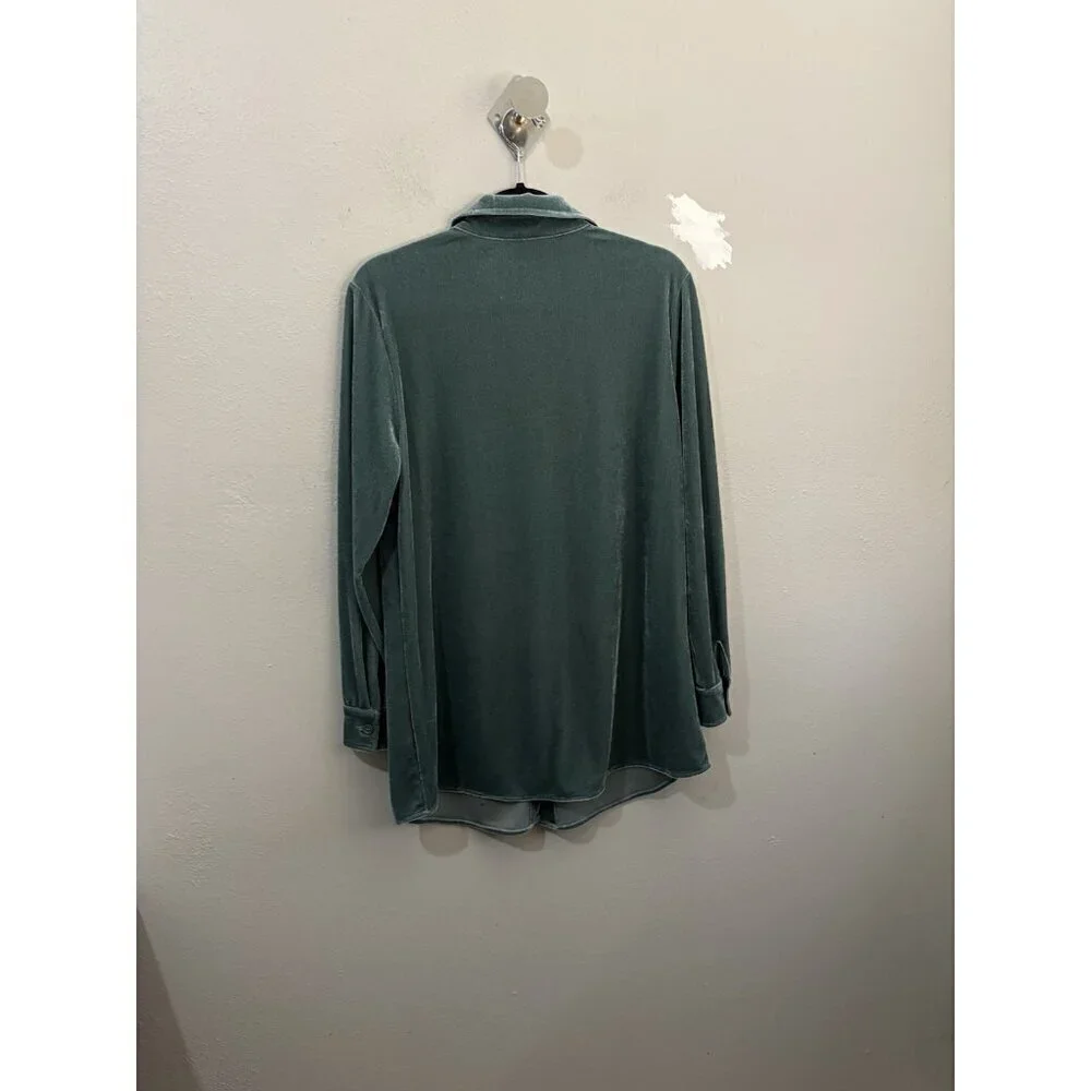 Soft Surroundings Velvet Boyfriend Button Down Shirt Women Small